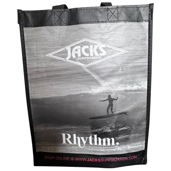 Jacks Surfboards Reusable Gift Bag Black White Surfer Picture Rhythm Print 13"H - Picture 1 of 7